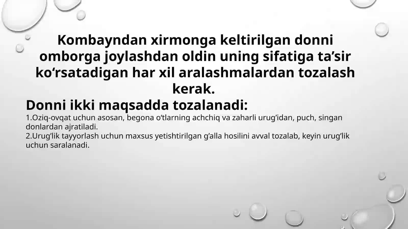 DON TOZALASH MASHINASINI ISHGA TAYYORLASHNI O’RGANISH 2