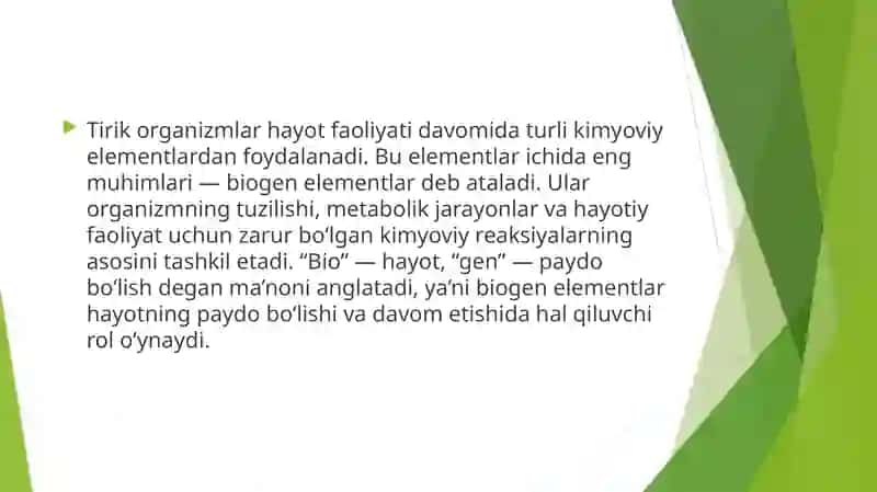 Biogen elementlar kimyosi. Zaharli elementlar kimyosi 2