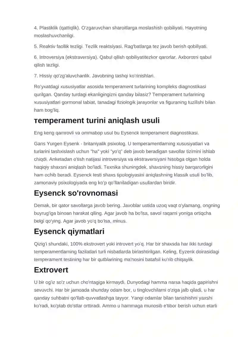 Temperament va asab tizimi xususiyatlari diagnostikasi 2