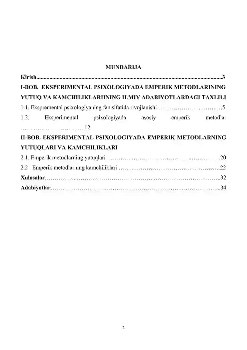 Eksperimental psixologiyada emperik metodlarining yutuq va kamchiliklari 2