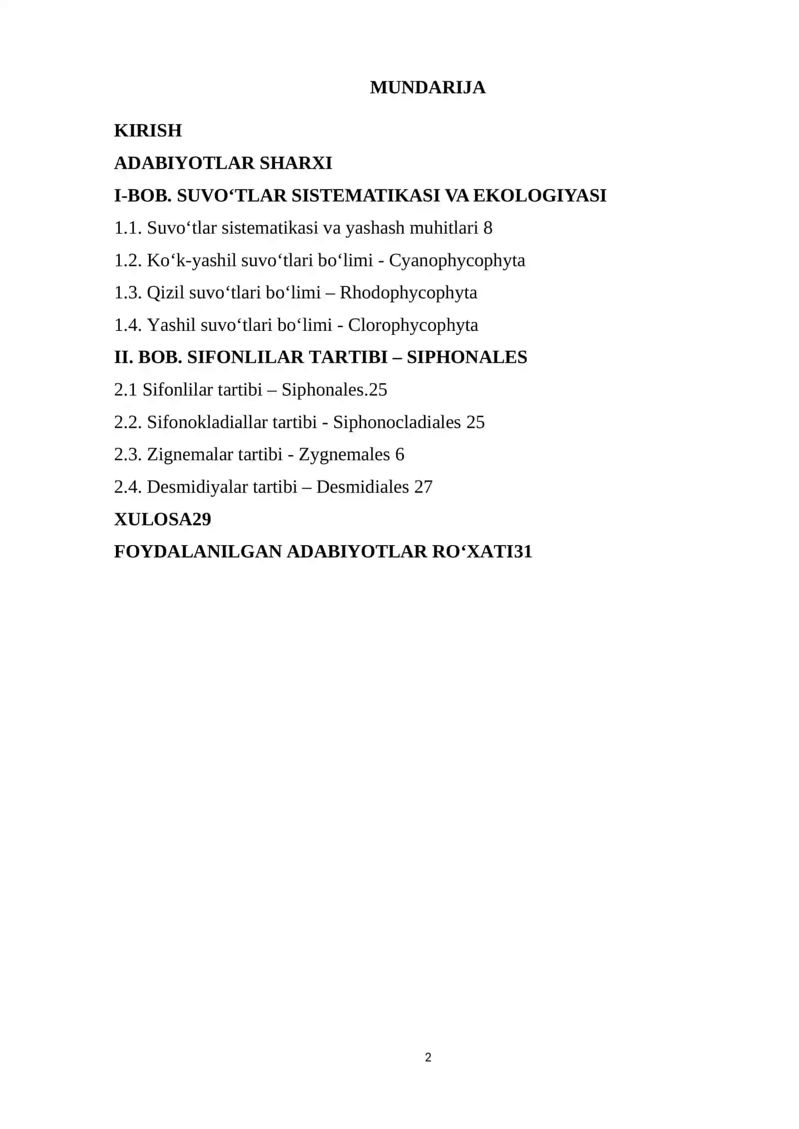 Briopsidlilar yoki sifonlilar tartibi suvoʻtlarning sistematikasi 2