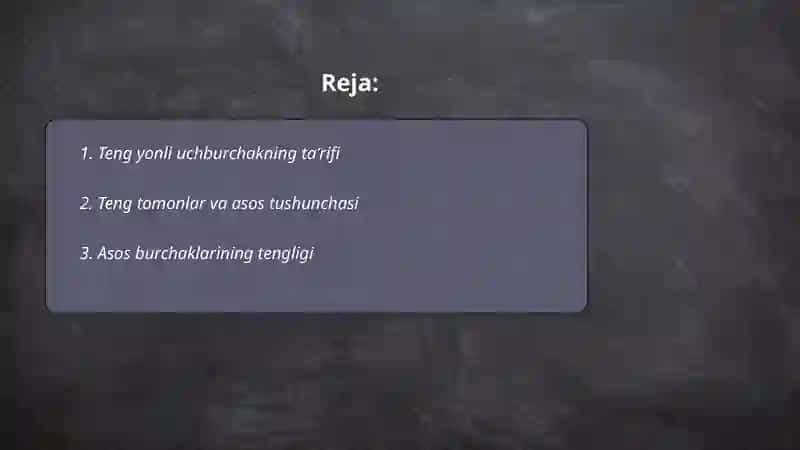 Teng yonli uchburchakning asosiy hossalari 2