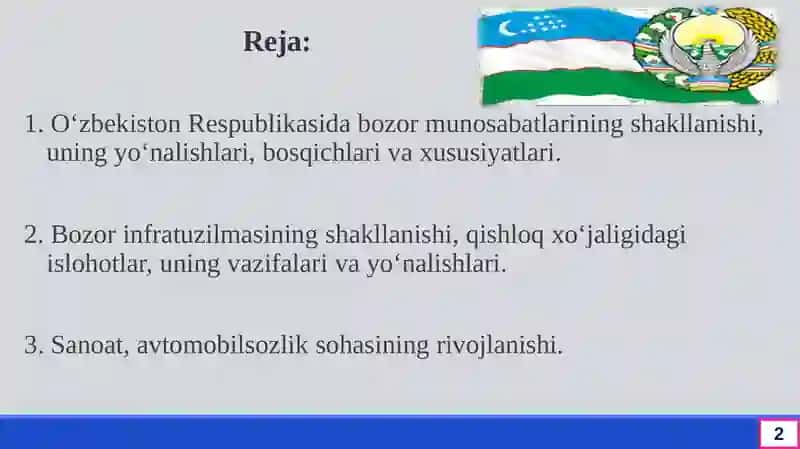 O'zbekiston Respublikasi Bozor Munosabatlarining Shakllanishi 2