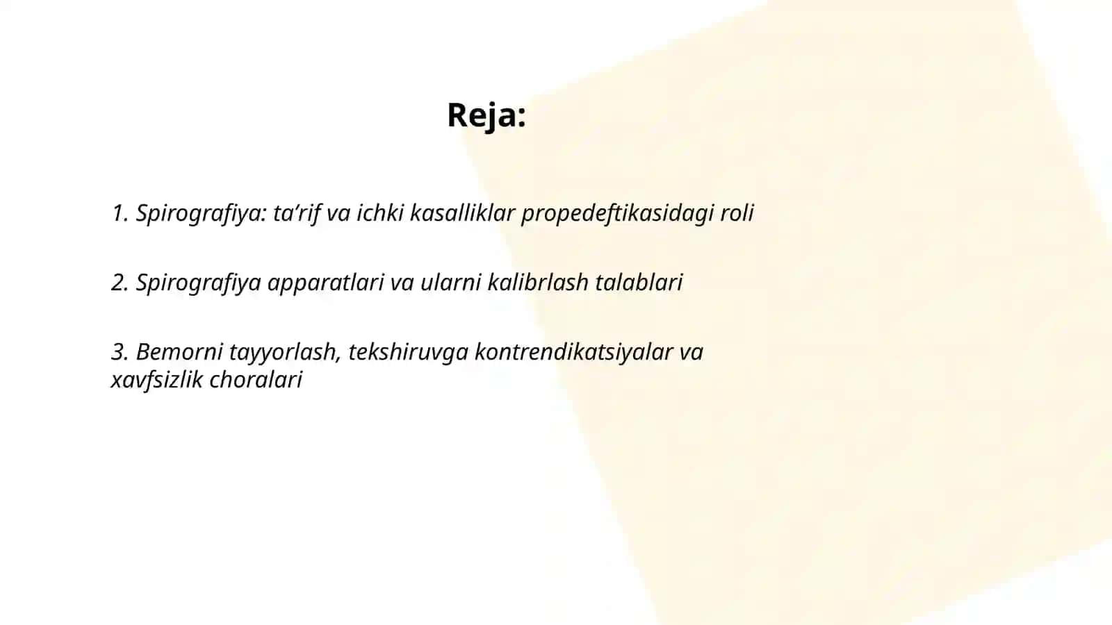 Spirografiya (ichki kasalliklar propedeftikasiga asoslangan) 2