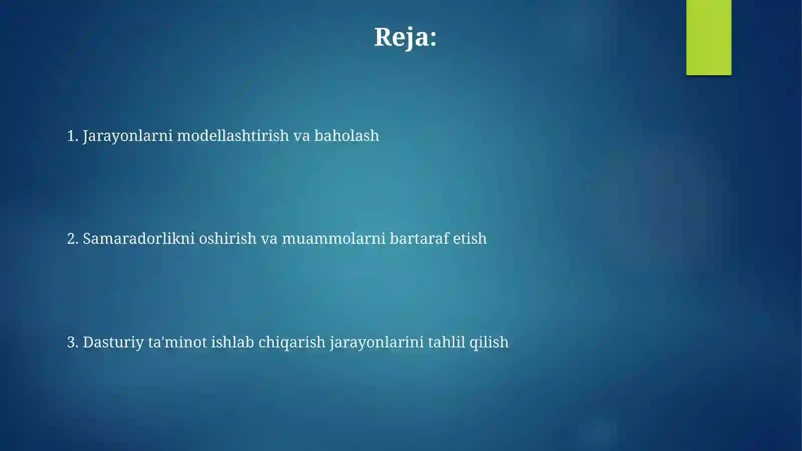 Dasturiy ta'minot ishlab chiqish jarayonlaritahlili 2
