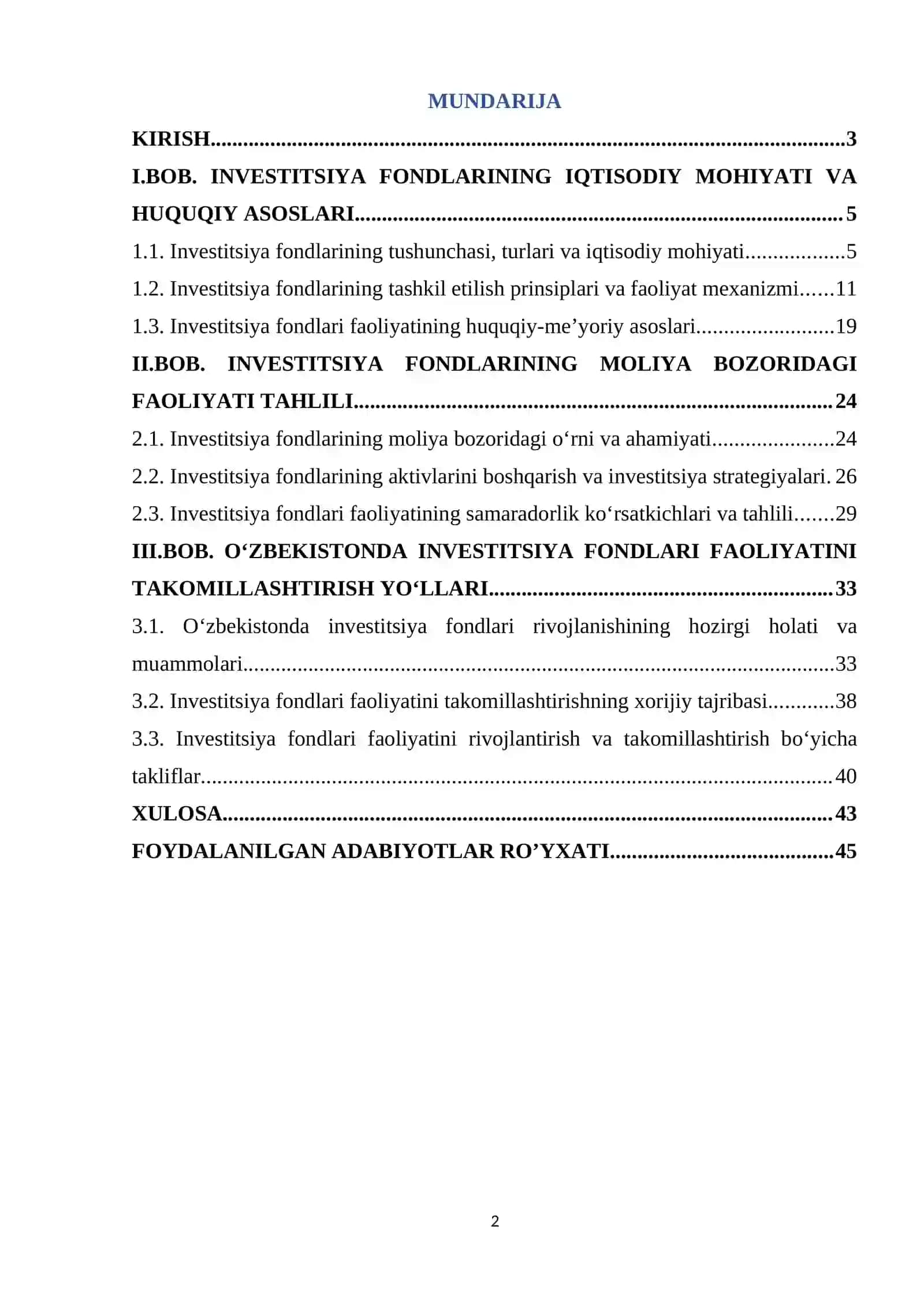 Investitsiya fondlari faoliyati va ularning moliya bozoridagi roli 2
