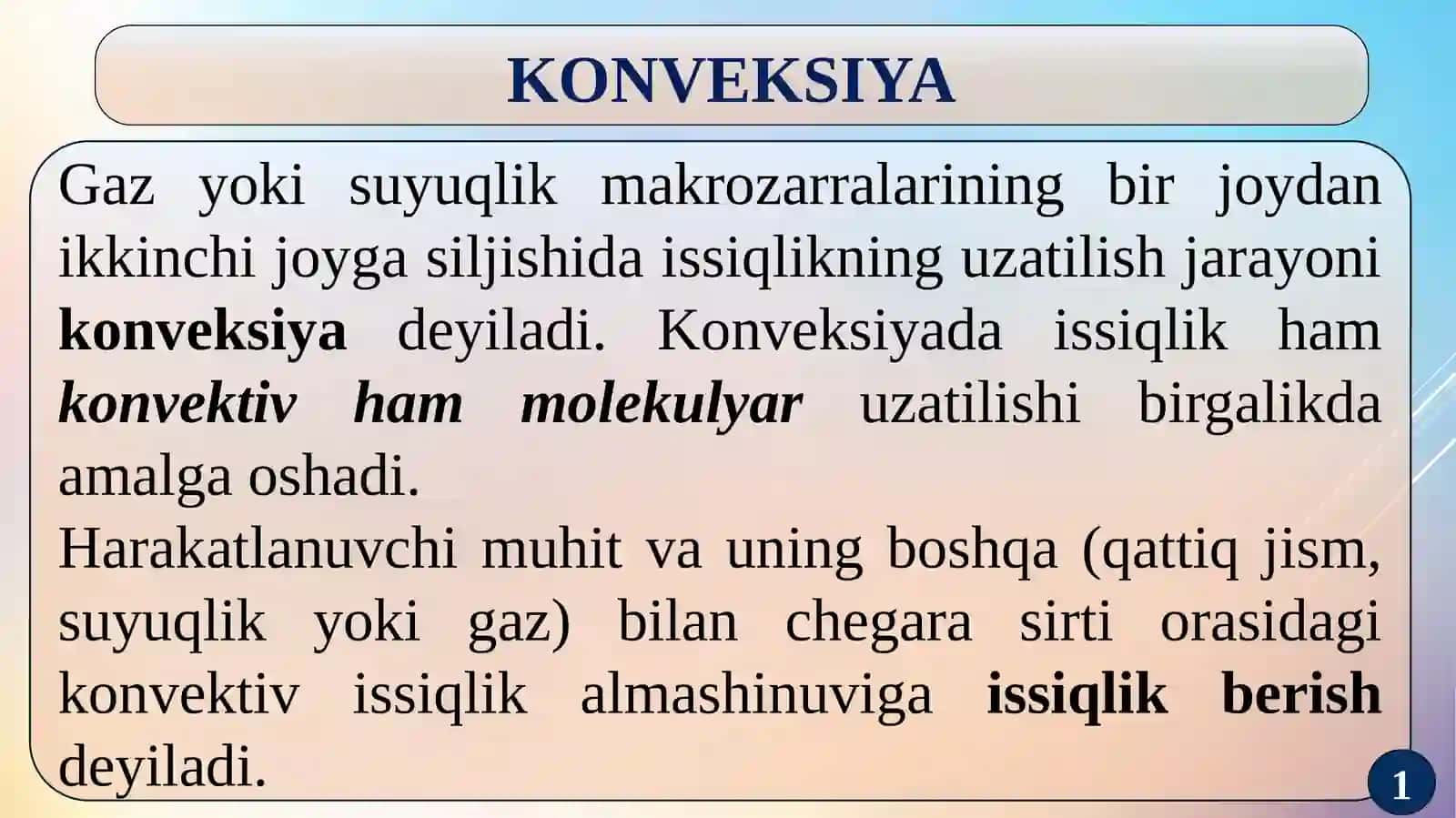 Konvektivissiqlik almashinuvi 2