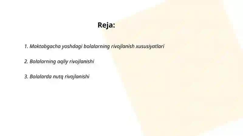 Maktabgacha yoshdagi bolalarning psixologik xususiyatlari fanining asosiy kategoriyalari 2