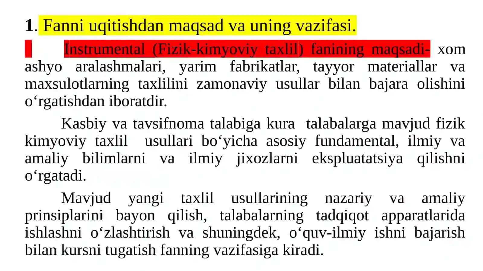 Instrumental tahlil usullari fanining mazmuni va uni asosiy tushunchalari 2