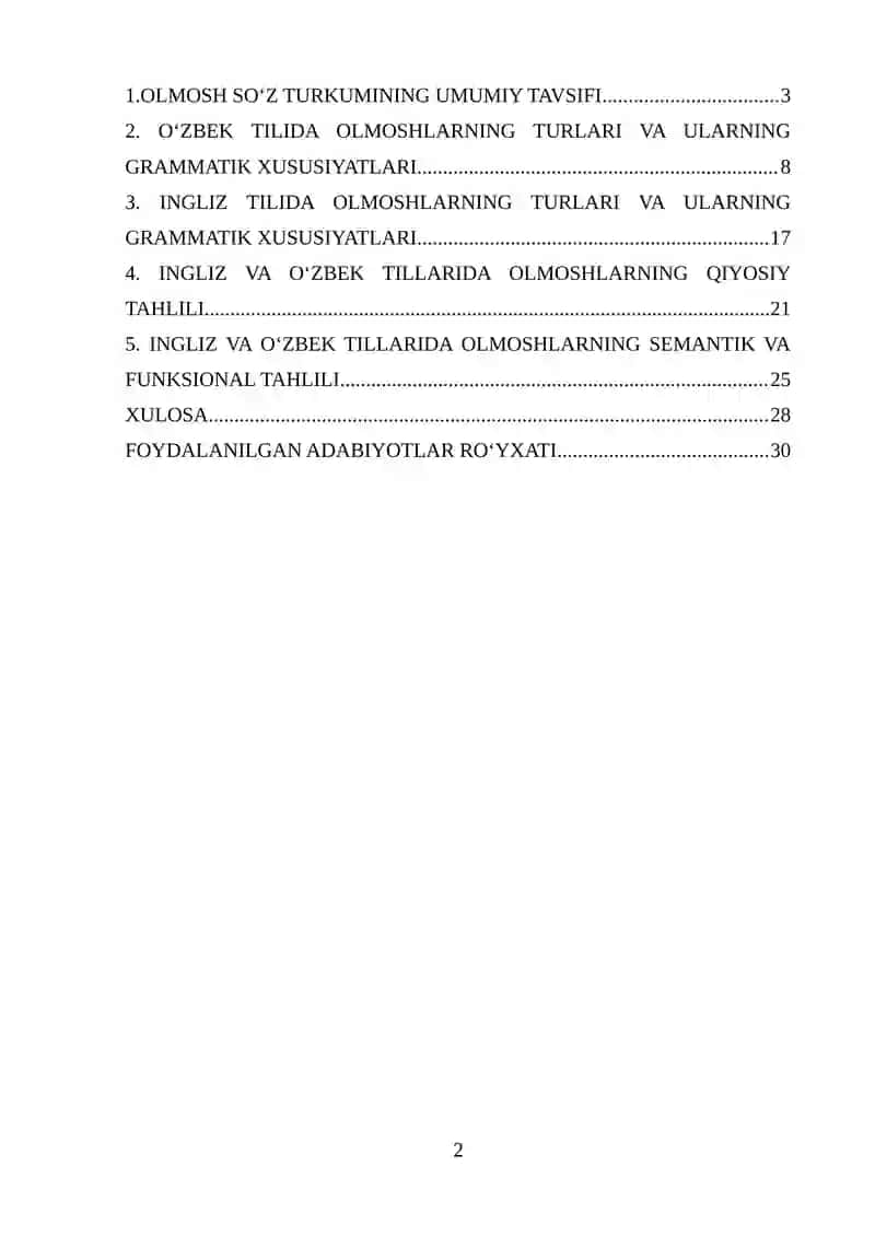 "INGLIZ VA O‘ZBEK TILLARIDA OLMOSH SO‘Z TURKUMINING QIYOSIY TAHLILI" 2