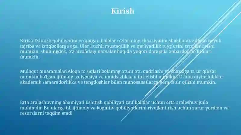 Eshitishida Nuqsoni Bo'Lgan Bolalar Shaxsiyati 2