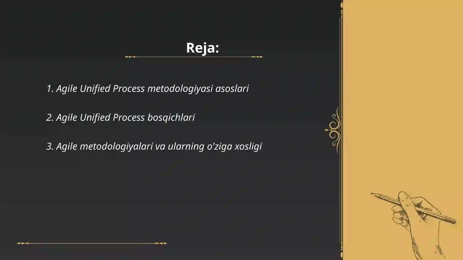 Dasturiy Ta’minotni ishlab chiqishning Agile Unified Process metodologiyasi 2