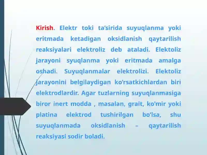 ELEKTROLIZ JARAYONLARI 2