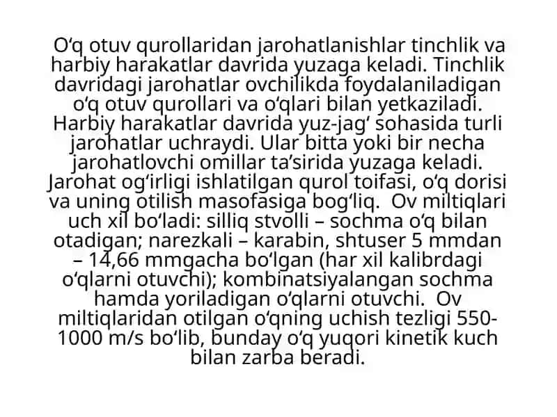 O‘qli jarohatlarning bitishidagi o‘ziga xos xususiyatlar 2