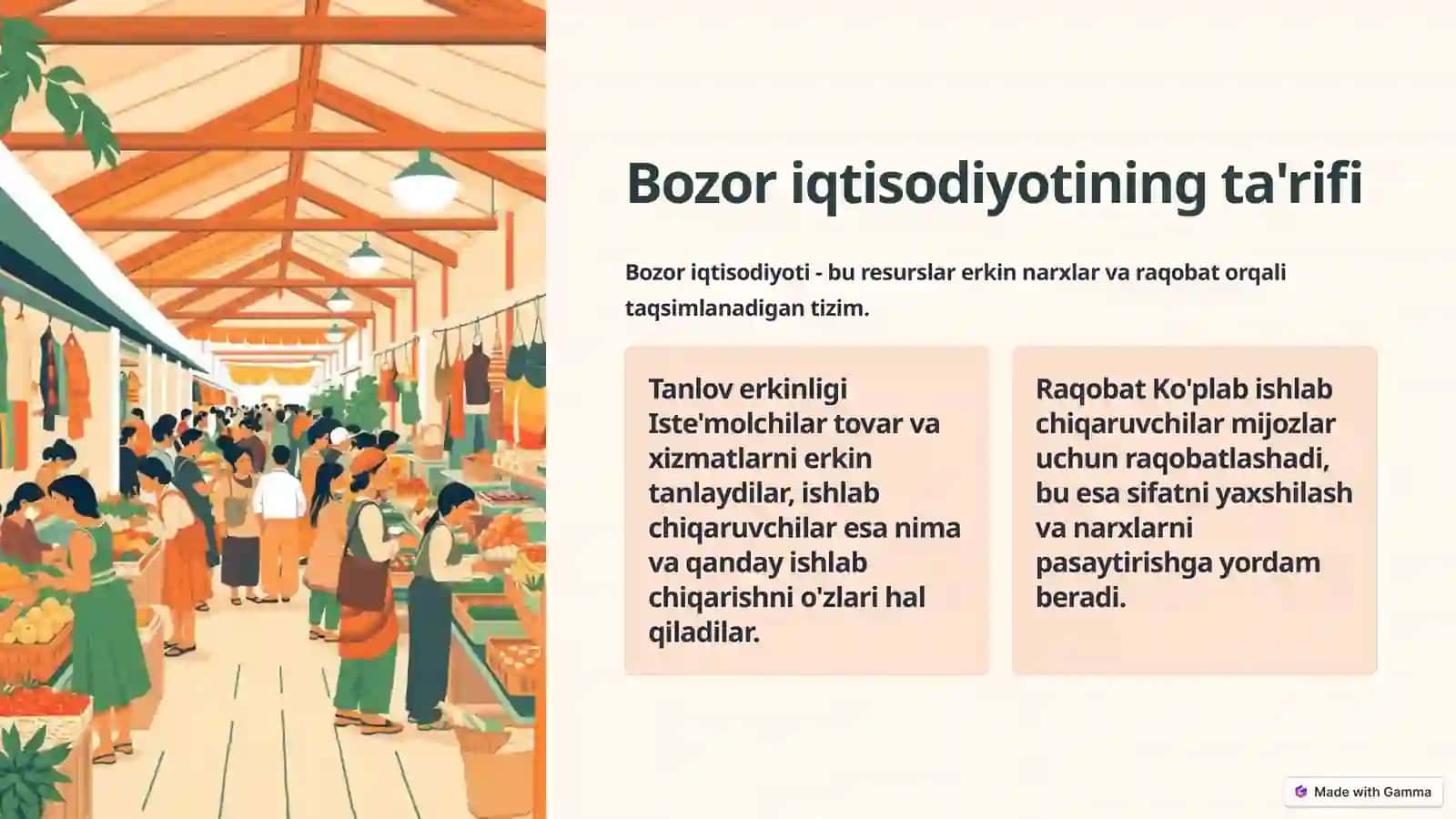 Bozor iqtisodiyotining mazmuni va uning o'tish davri 2