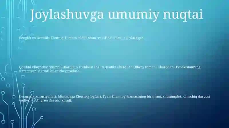 Chortoq Tumanining Joylashuvi 2