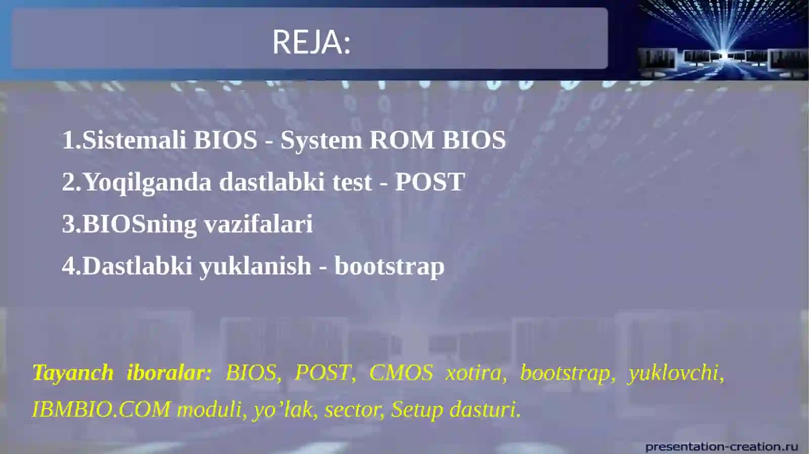 KIRITISH – CHIQARISHNING BAZALI SISTEMASI (BIOS) 2