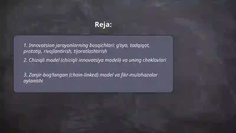 Jaxon iqtisodiyotida innovatsion jarayonlarning bosqichlari va modellari 2