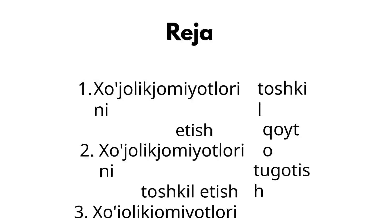 XO'JALIK JAMIYATLARINI TASHKIL ETISH, TASHKIL ETISH VA TUGATISH 2