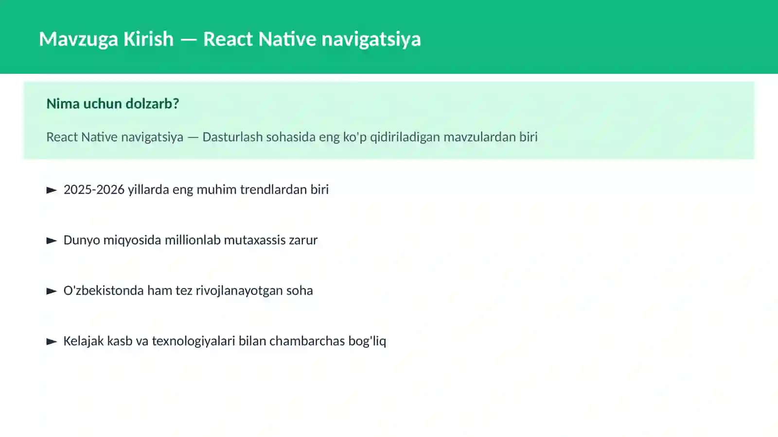 React Native navigatsiya 2