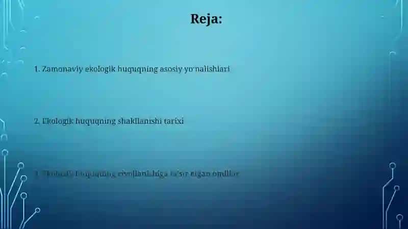 Ekologiya huquqi fanining rivojlanish tarixi 2