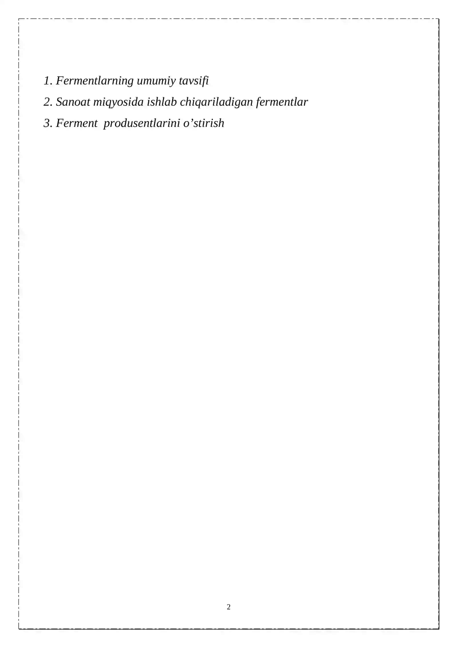 FERMENTLARNI MIKROBIOLOGIK SINTEZ YO’LI BILAN AJRATIB OLISH 2