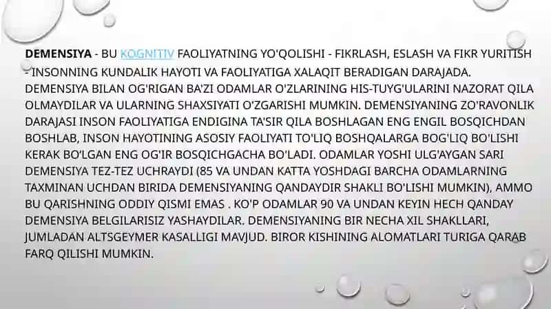 Demensiyalarning klinik shakllari 2
