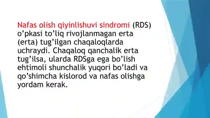 Nafas olish qiyinlishuvi sindromi (RDS) 2