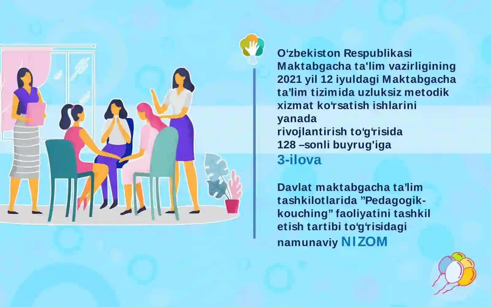 Maktabgacha ta’lim tizimida uzluksiz metodik xizmatni tashkil etish. MTTlarda pedagogik kengash, uslubiy birlashma va pedagog-kouching faoliyatini samarali tashkil etish. 2