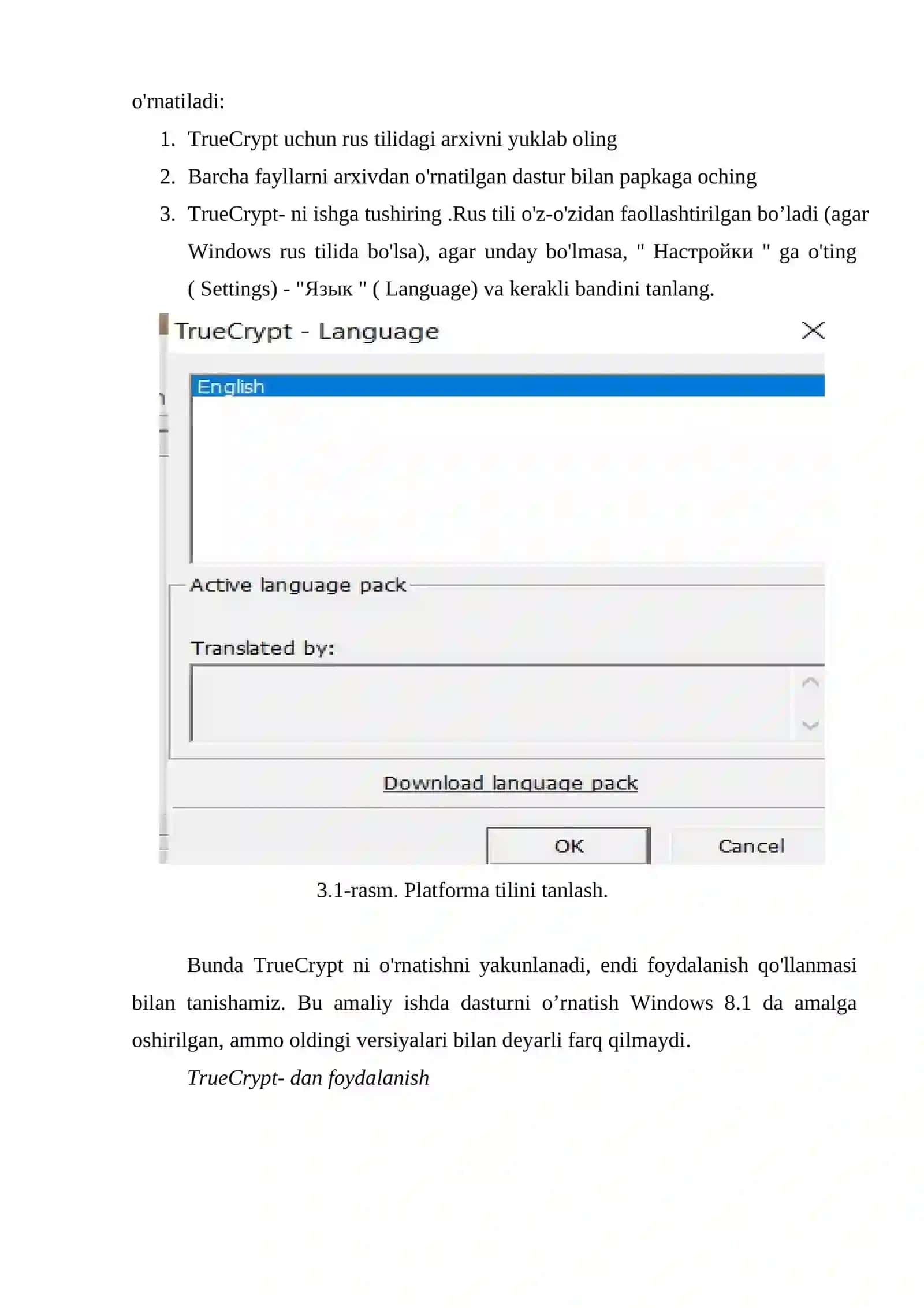 TrueCrypt yordamida ma'lumotlarni shifrlashni o'rganish 2