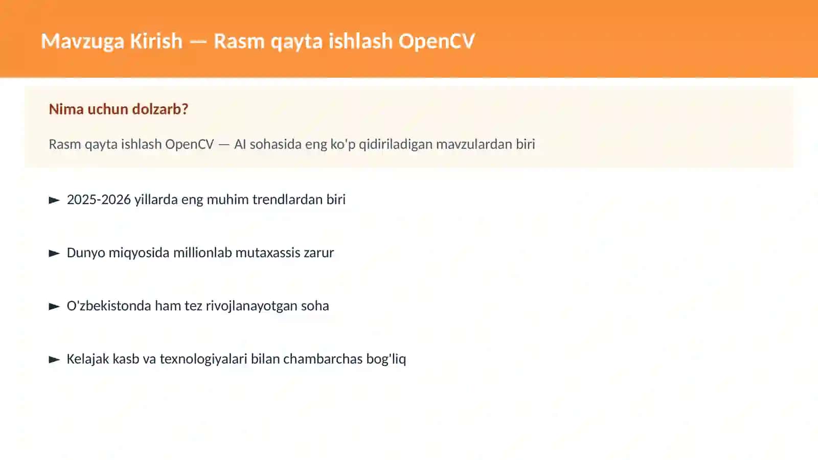 Rasm qayta ishlash OpenCV 2