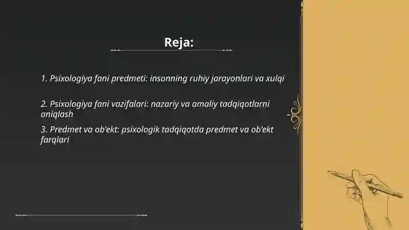 Psixologiya fani predmeti va vazifalar 2
