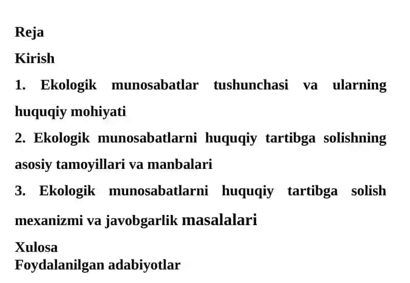 Ekologik munosabatlar va huquqiy tartibga solish 2