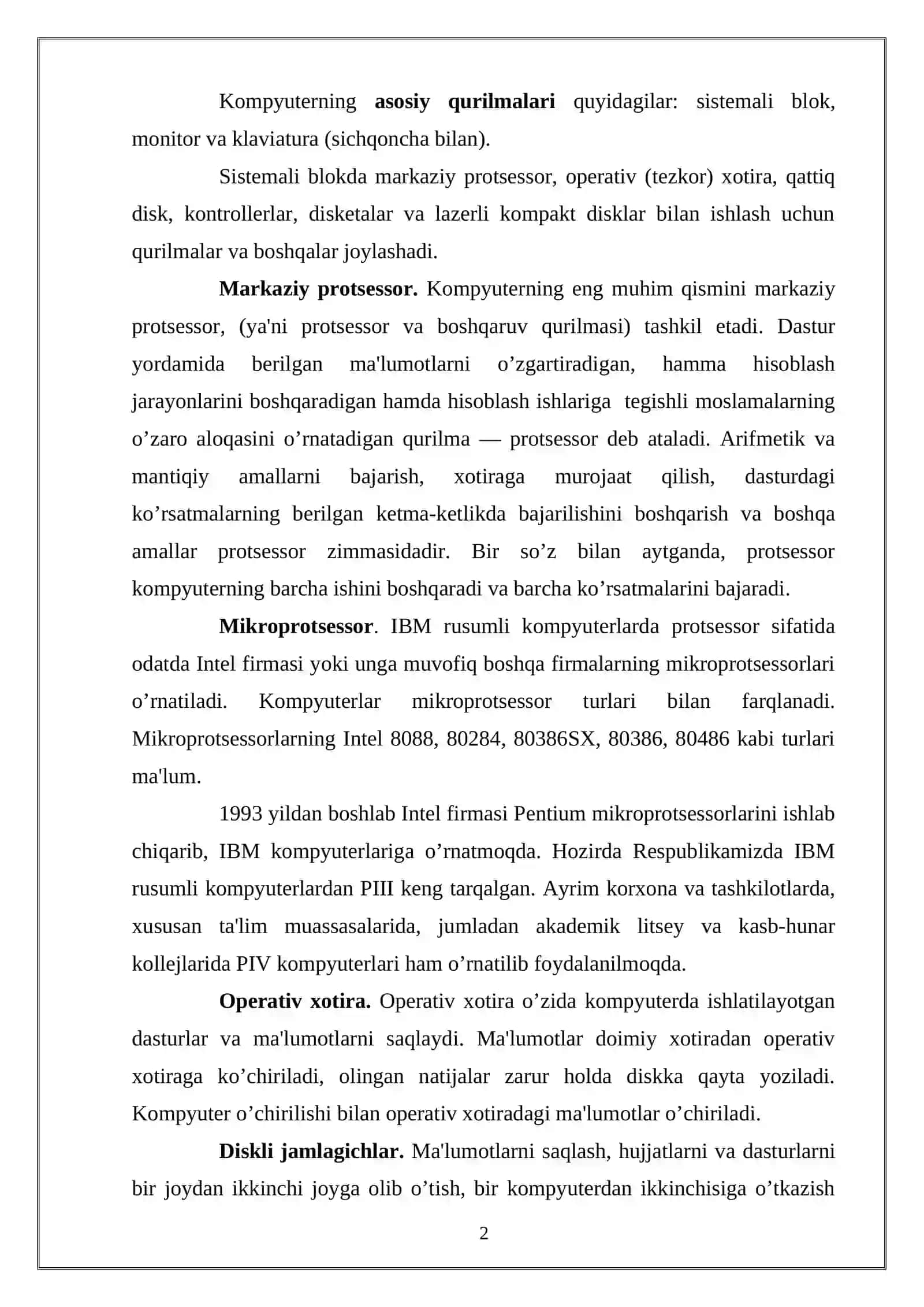 Qurilmalar vazifasi va ishlash prinsipi 2