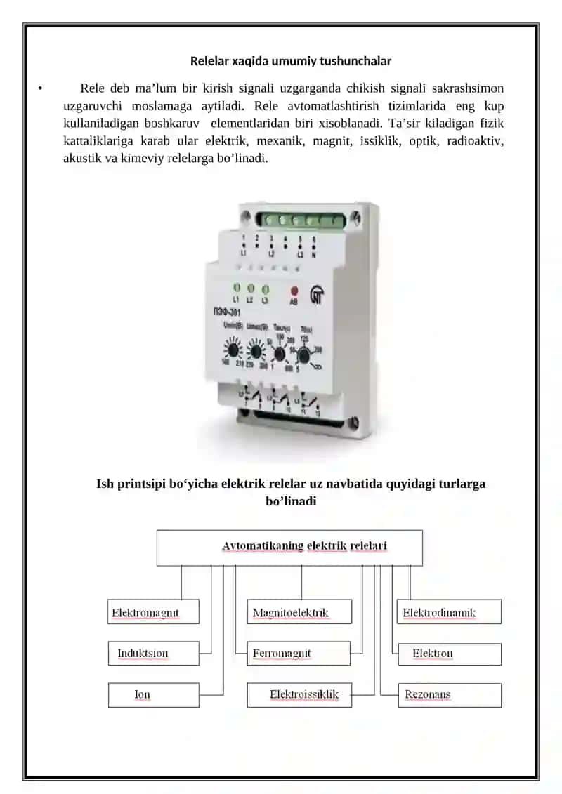 Elektromagnitli relelar 2
