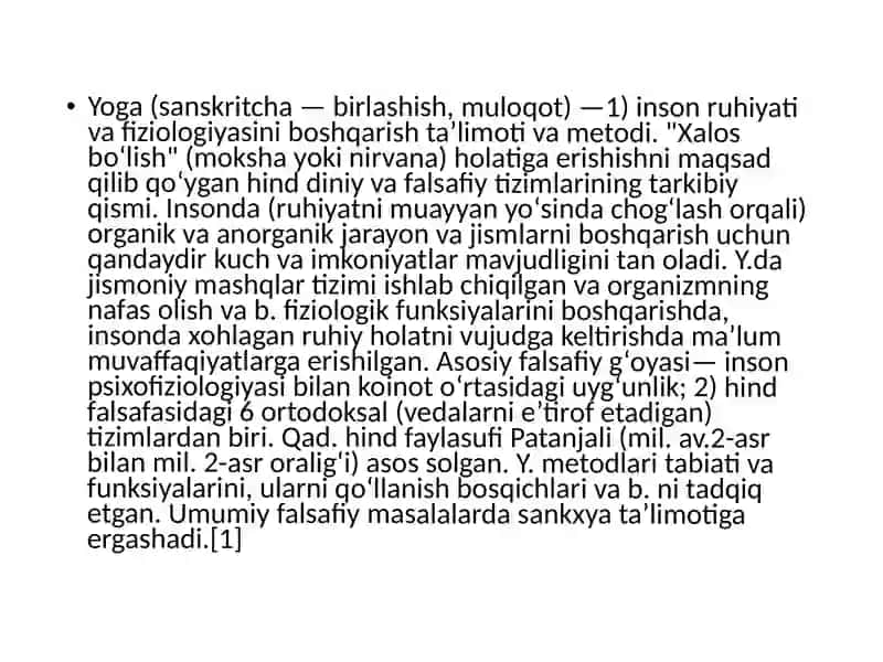 Yoga usuli kelib chiqishi va rivojlanishi 2