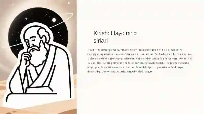 Hayot tushunchasi. Hayotning paydo bo‘lish mexanizmining qadimiy va hozirgi zamon muammolari 2