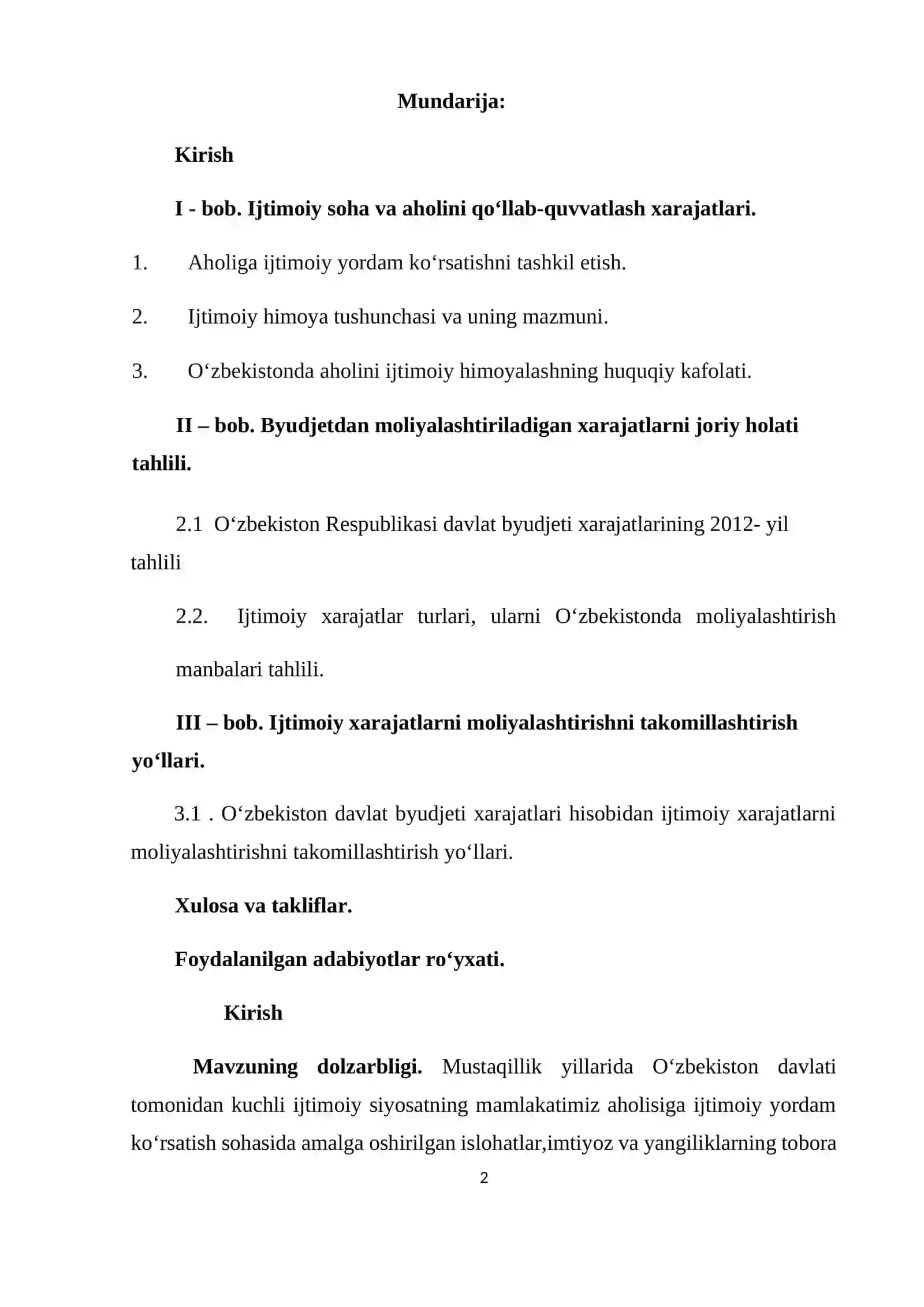 Ijtimoiy xarajatlarni moliyalashtirishda davlat byudjeti mablag‘larining roli 2