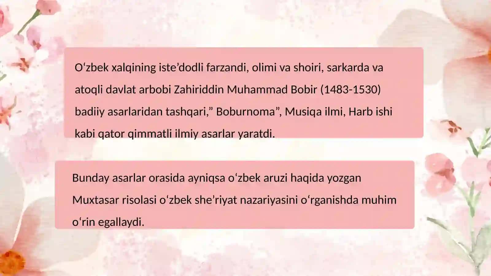 Boburning "Muxtasar"asari haqida 2