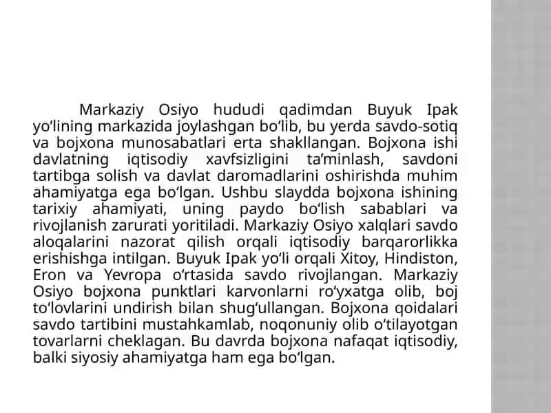 MARKAZIY OSIYO VA O’ZBEKISTONDA BOJXONA ISHINING RIVOJLANISH TARIXI 2