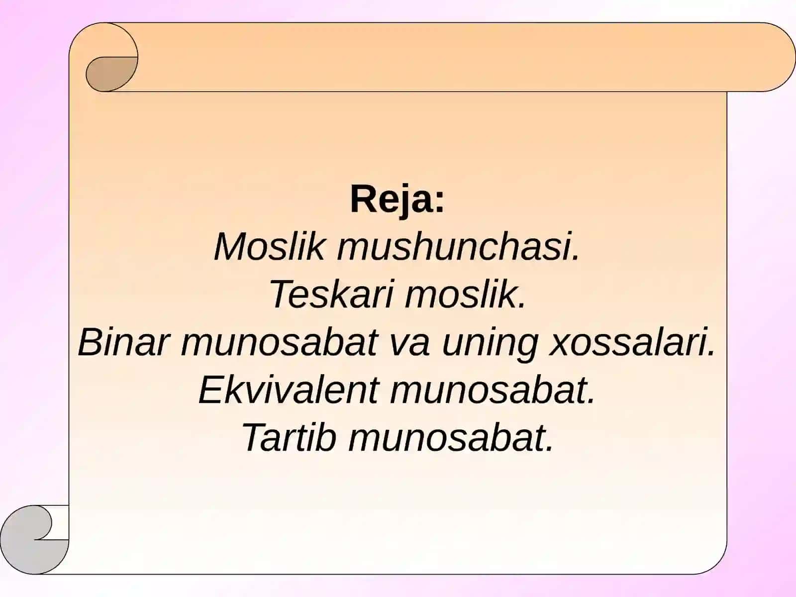 Moslik va munsbatga oid misolar 2