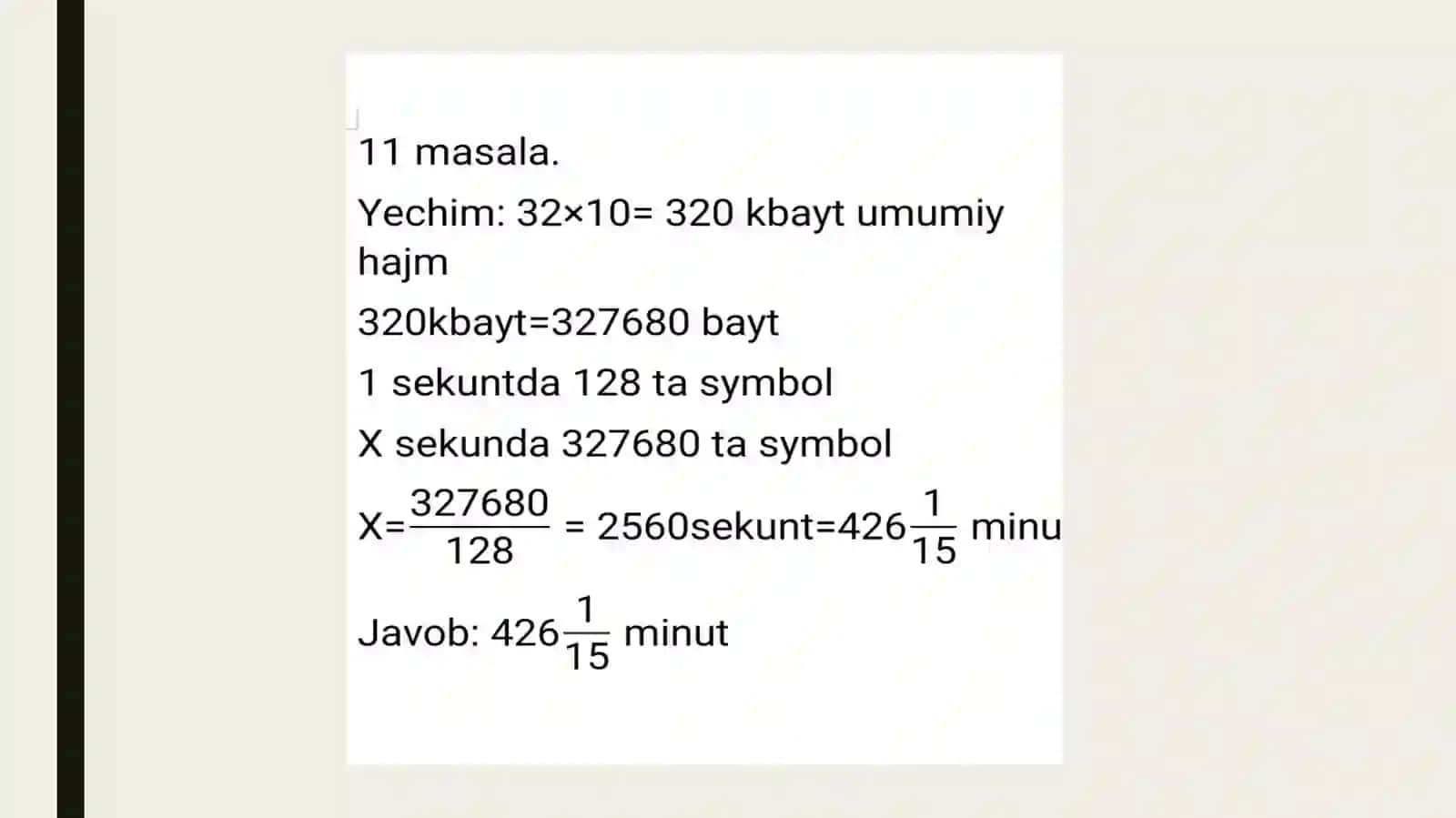 11-masala. Avalboyev Abdulaziz 2