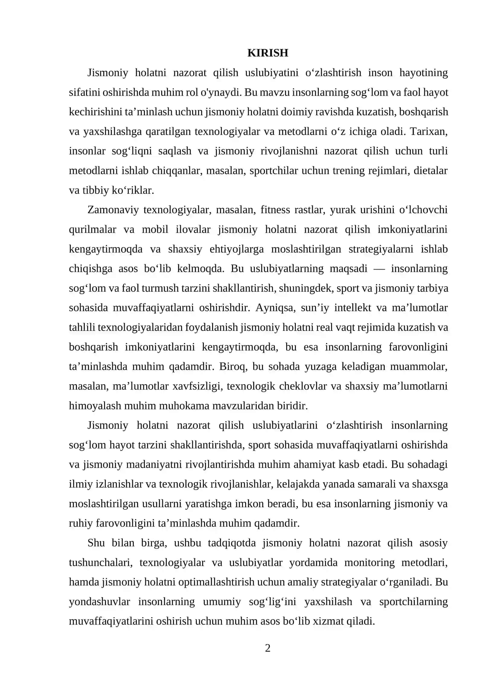Jismoniy Holatni Nazorat Qilish Asoslari 2