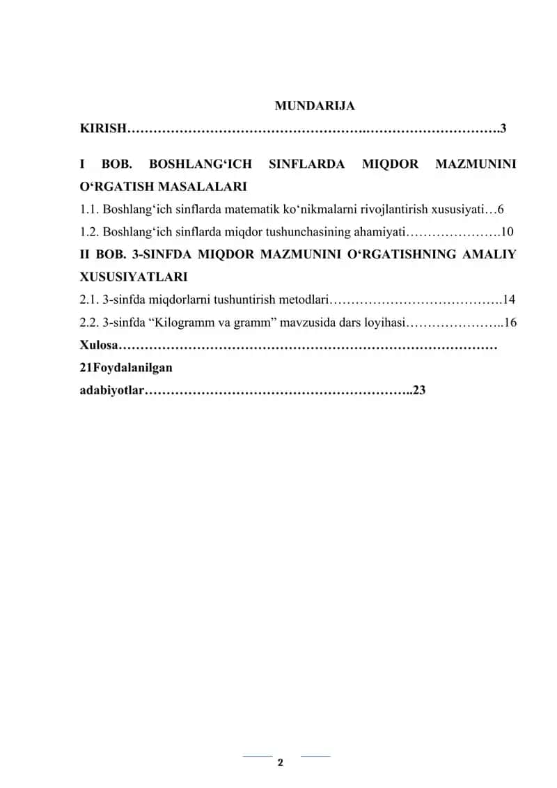 Boshlang’ich sinflarda miqdor mavzusini orgatish metodikasi 2