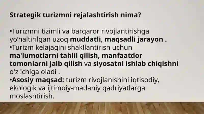 Turizmni rejalashtirishning strategik jihatlari 2