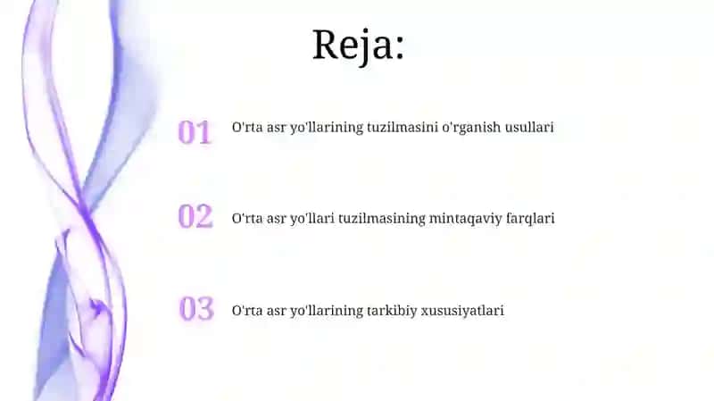 O'rta asr yo'llarini tuzilishini oʻrganish 2