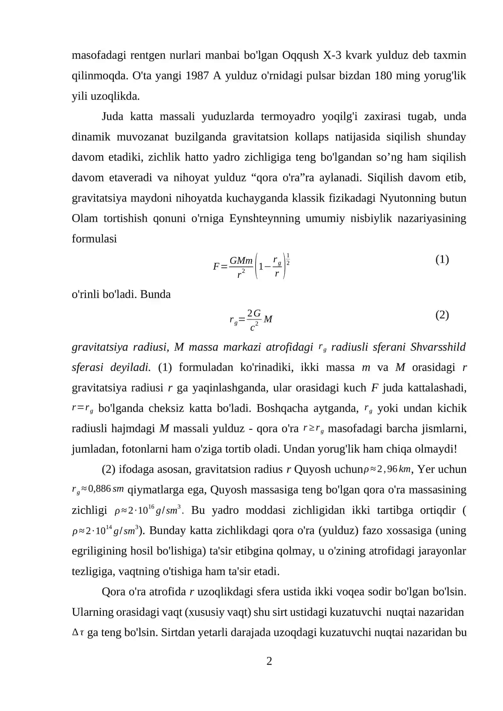 Kvark yulduzlar. Qora teshiklar 2