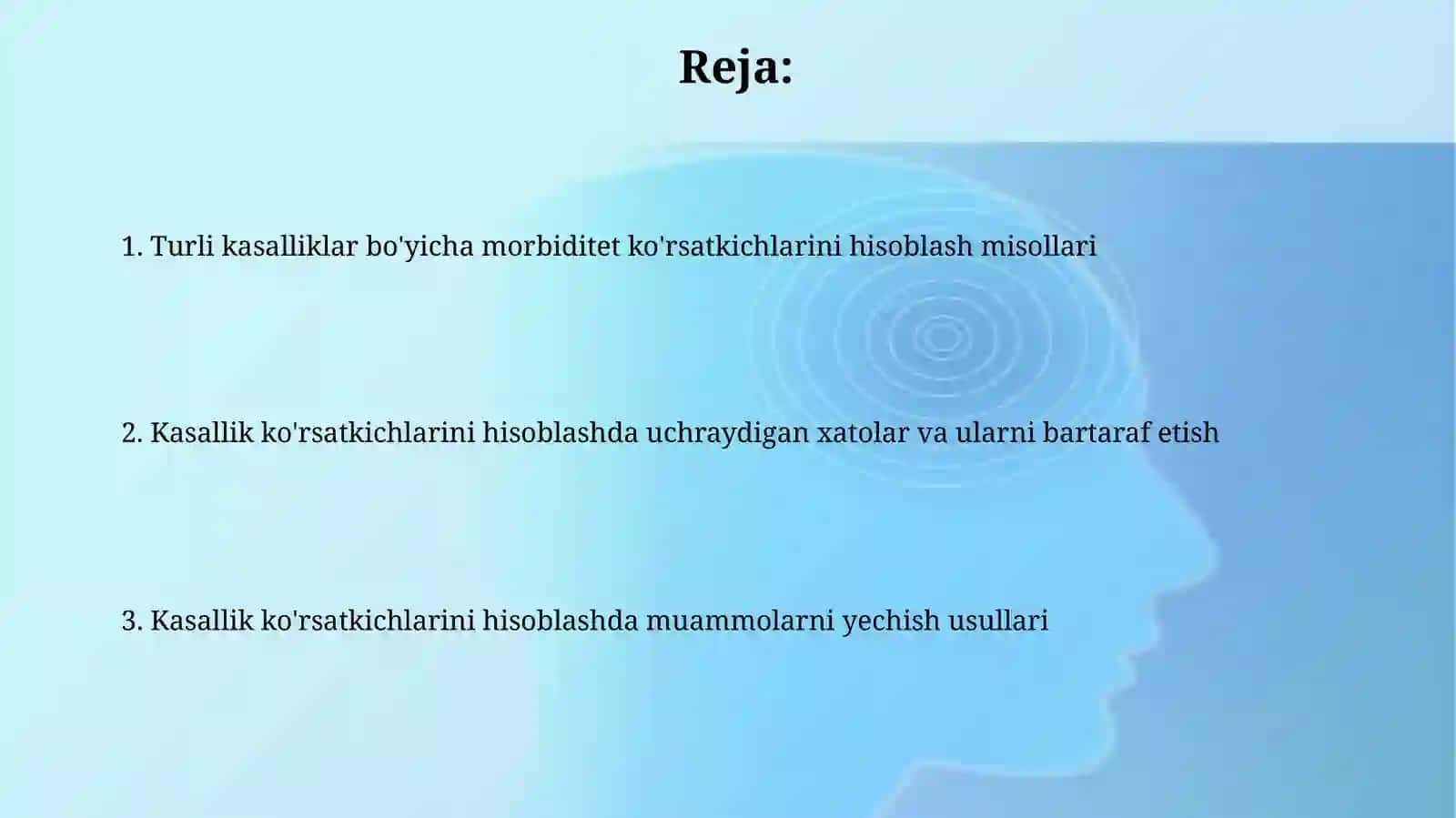 Turli kasalliklar bo'yicha morbiditet ko'rsatkichlarini hisoblash misollari 2