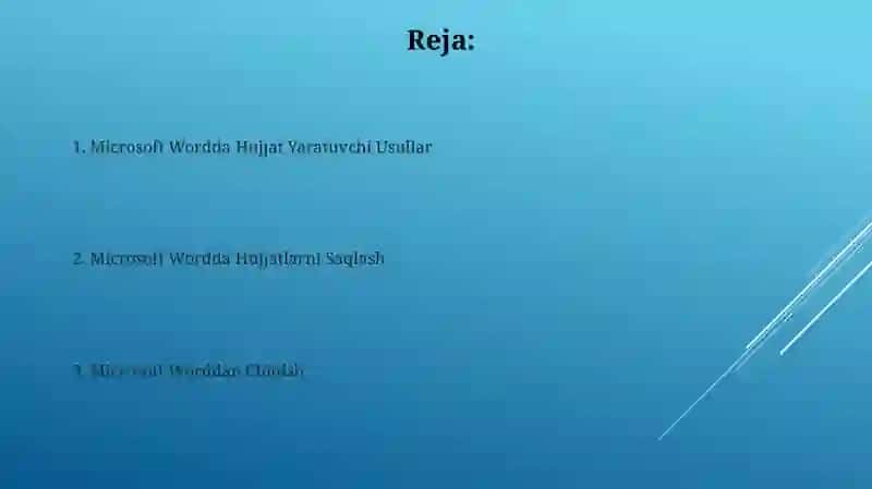 Microsoft Wordda Hujjat Yaratuvchi Usullar 2