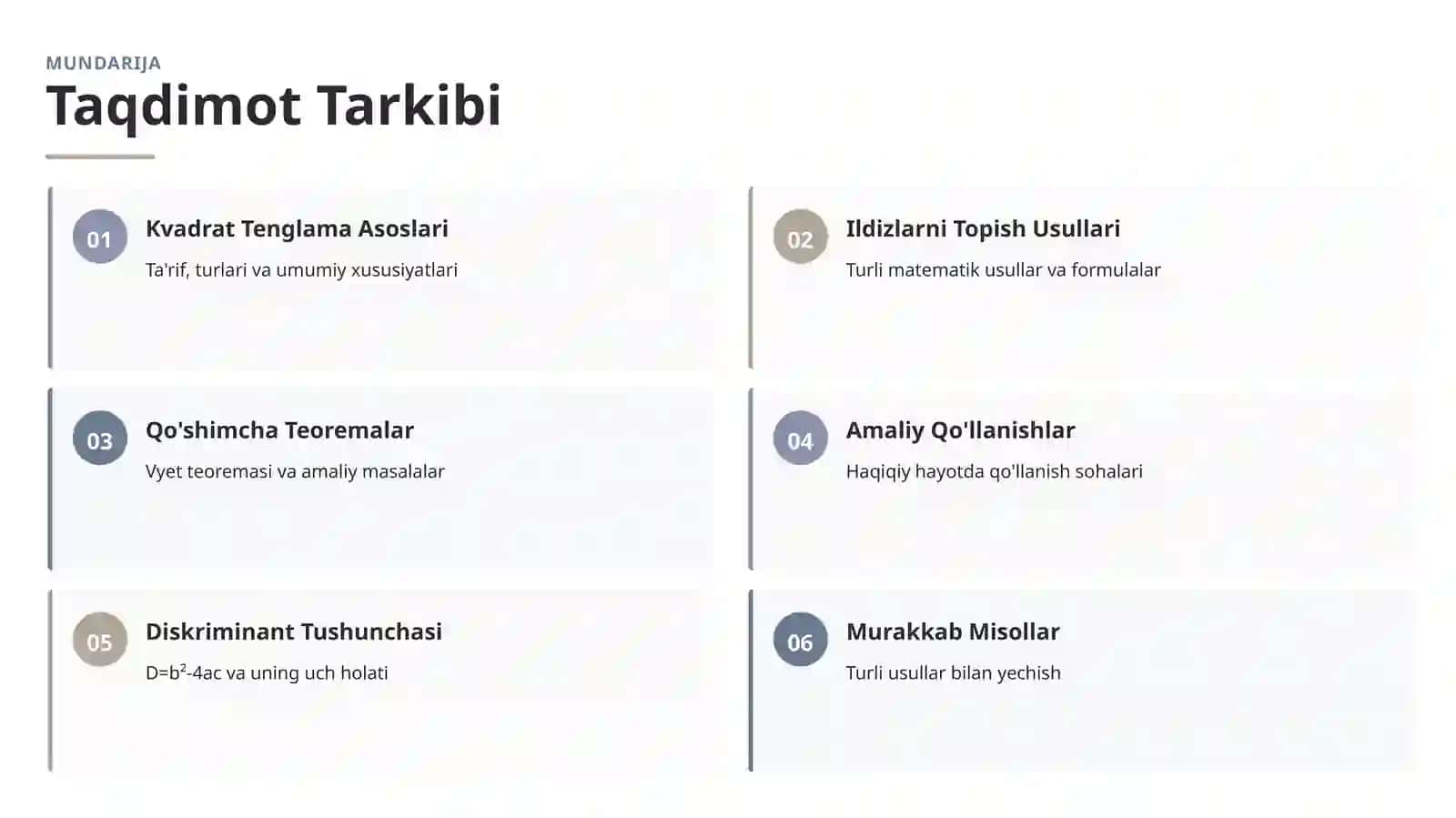 Kvadrat tenglamaning ildizlarini yasash 2